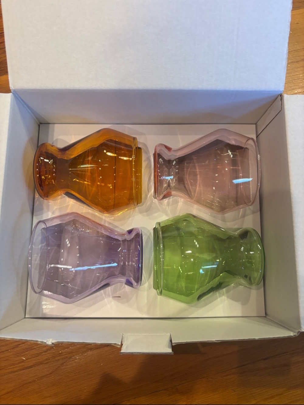 Millennium Stemless Glasses in Amber, Pink, Purple, Green Dishwasher safe 10 oz